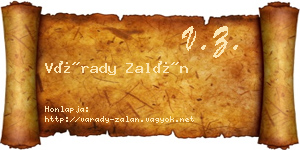 Várady Zalán névjegykártya